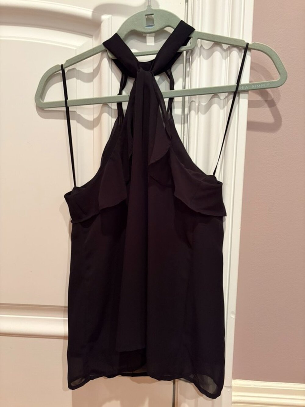 AQUA black chiffon top size XS in like-new condition